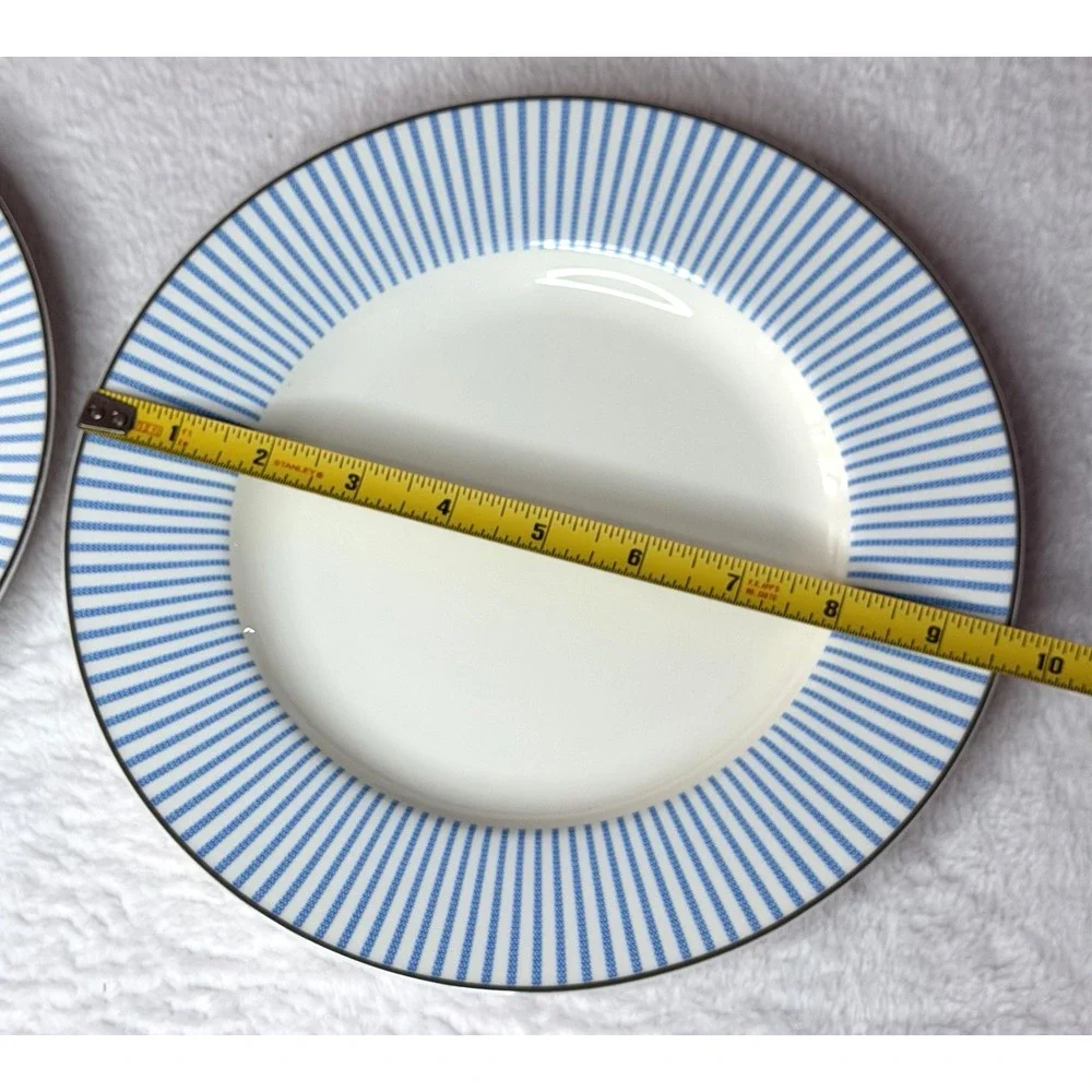 2 KATE SPADE Laurel Street Lenox Blue Stripe Salad Plates 9.5